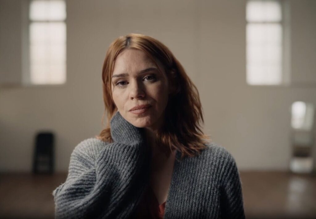 Billie Piper looking into camera